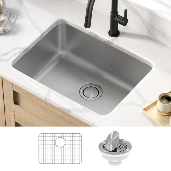 Daniel Kraus Kraus 25 in. 16 Gauge Dex Undermount Antibacterial Stainless Steel Single Bowl Kitchen Sink KA1US25B